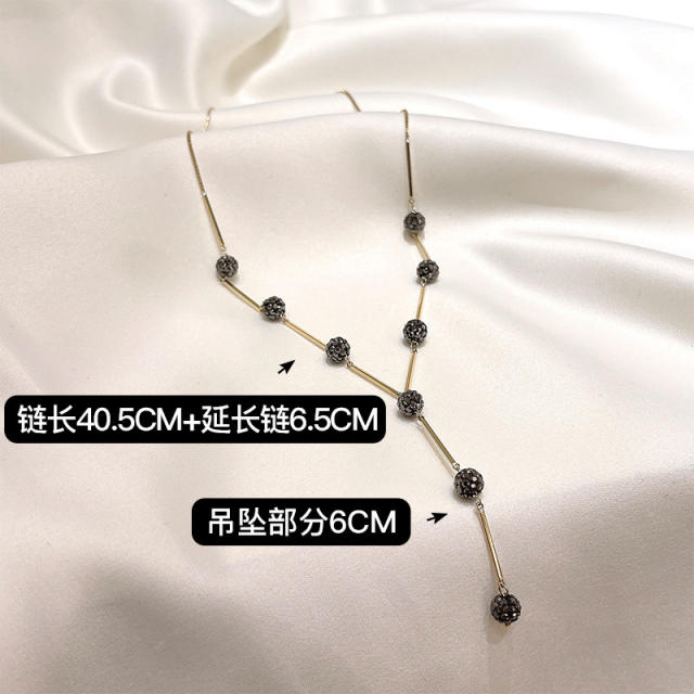 Korean fashion black beads handmade choker lariet necklace