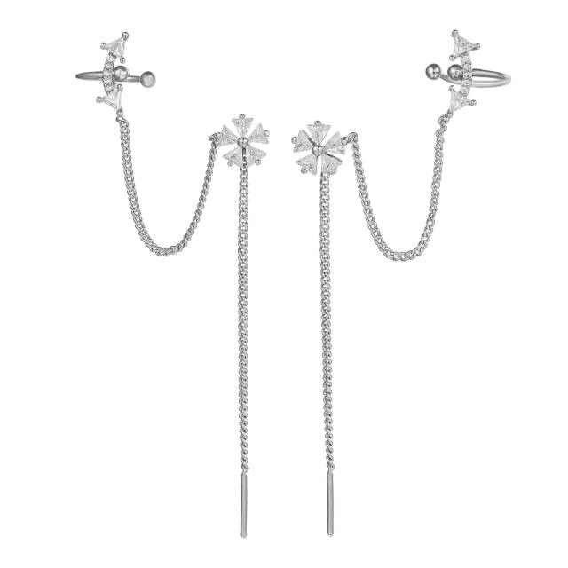 Occident fashion cubic zircon threader earrings