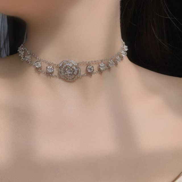 Luxury diamond camellia jewelry set