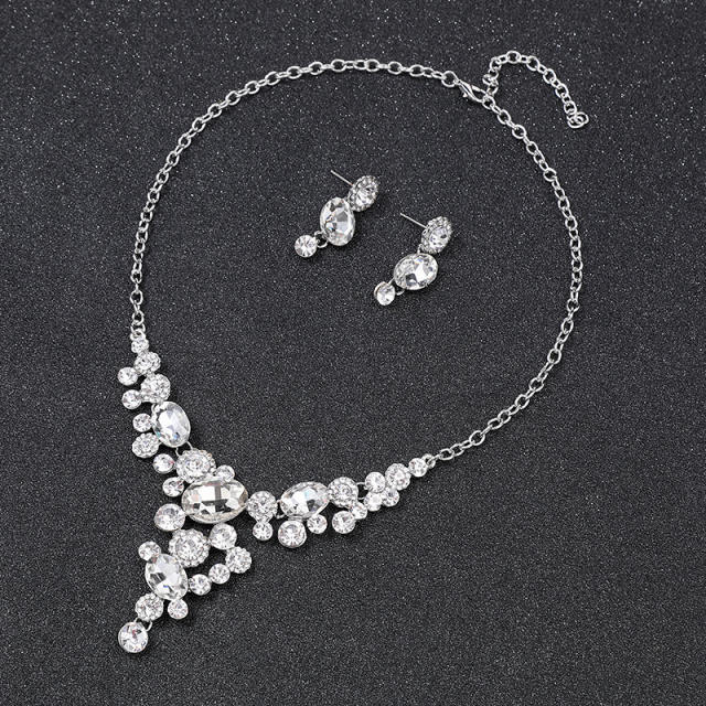 Luxury glass crystal statement alloy jewelry set