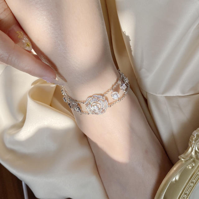 Luxury diamond camellia jewelry set