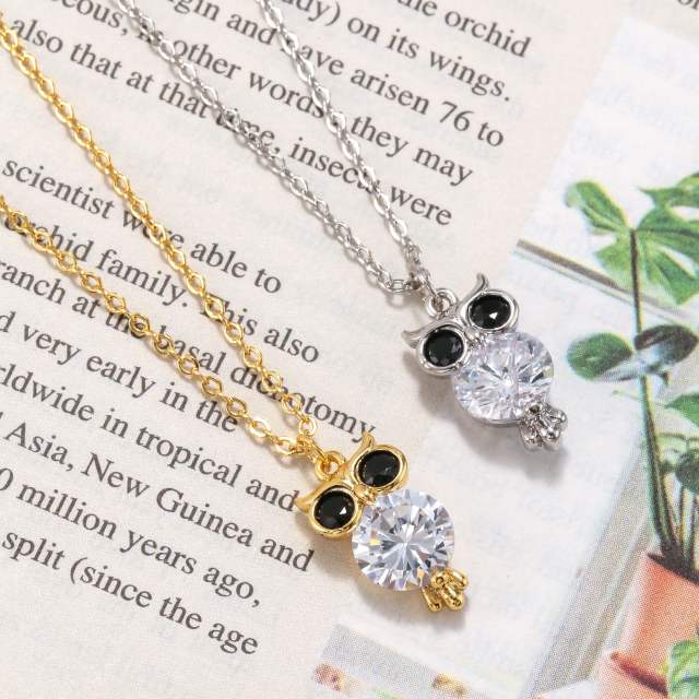 Hot sale classic clover owl pendant copper necklace