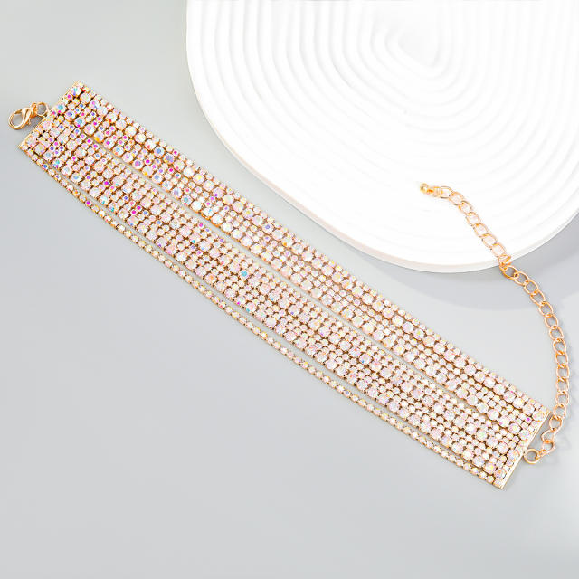 Luxury rhienstone pave setting layer bracelet