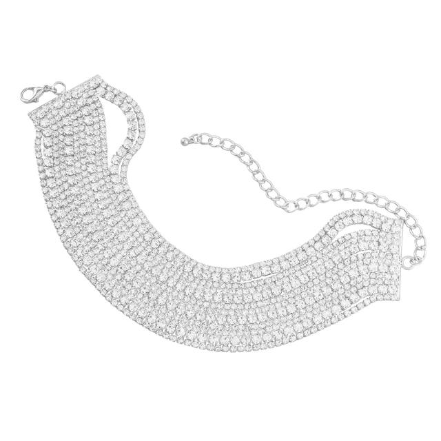 Luxury rhienstone pave setting layer bracelet