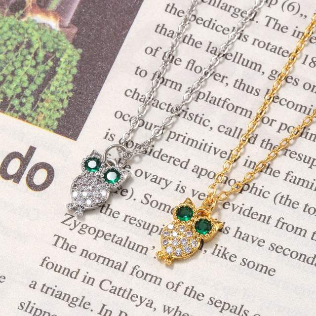 Hot sale classic clover owl pendant copper necklace