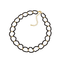 Korean fashion black beads handmade choker lariet necklace