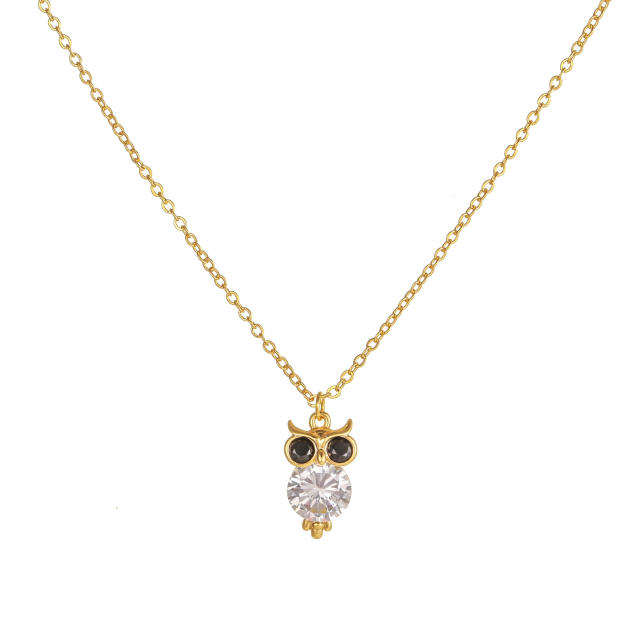 Hot sale classic clover owl pendant copper necklace