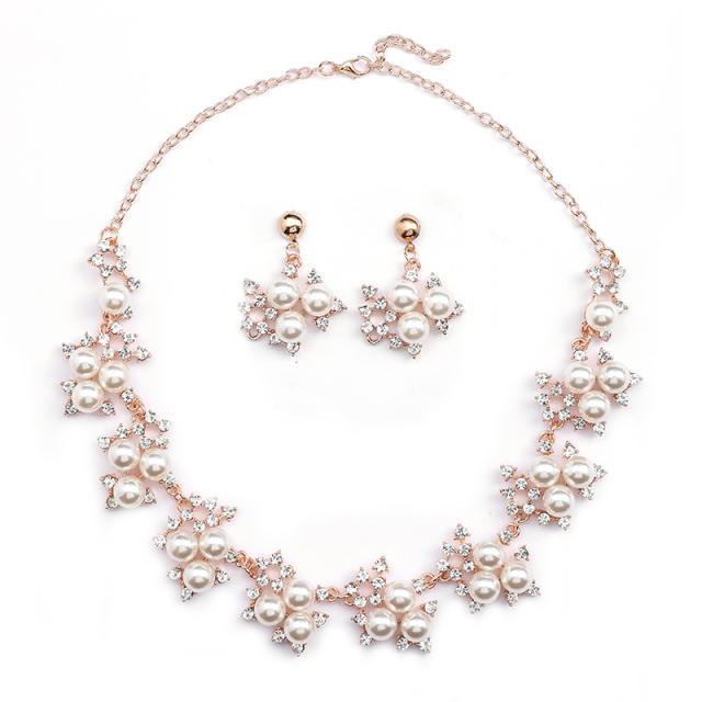 Elegant imitation pearl alloy jewelry set