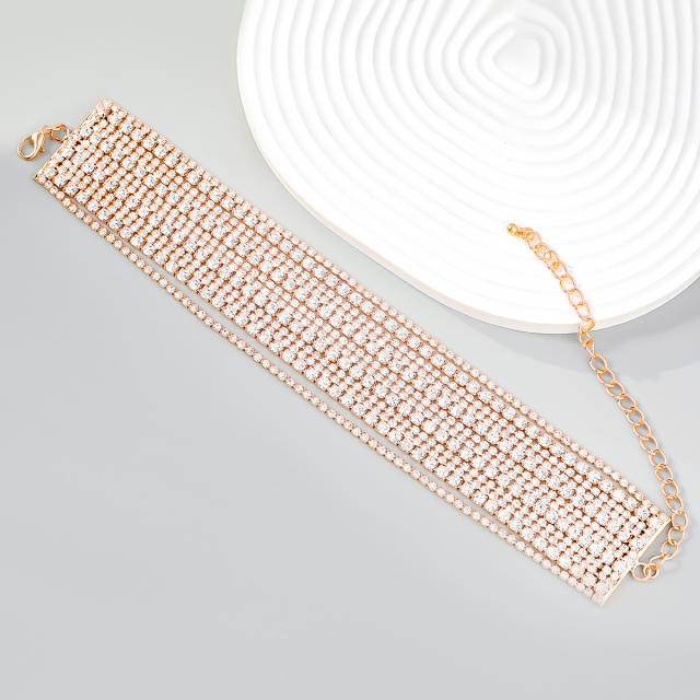 Luxury rhienstone pave setting layer bracelet