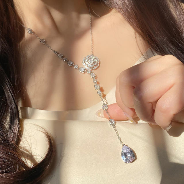 Luxury diamond camellia jewelry set