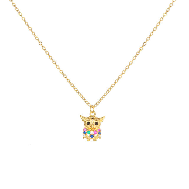Hot sale classic clover owl pendant copper necklace
