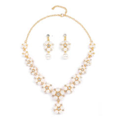 Luxury imitation pearl alloy jewelry set