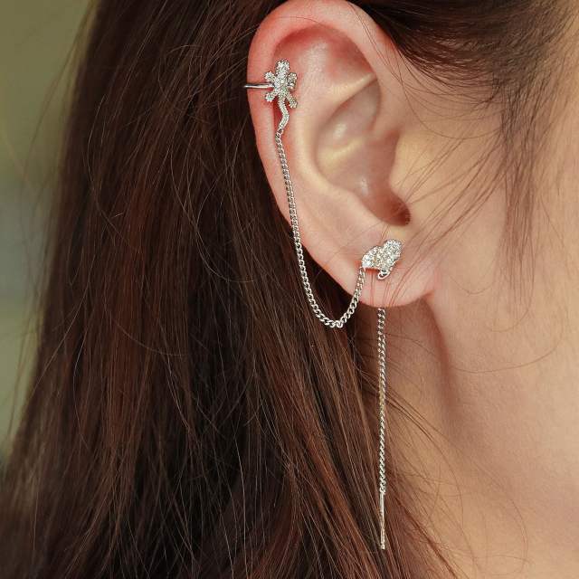 Creative rhinestone animal series threader earrings