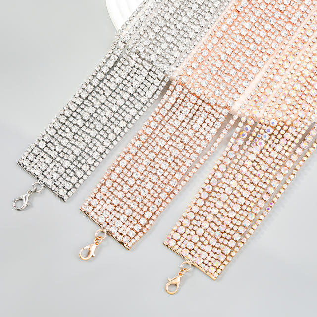 Luxury rhienstone pave setting layer bracelet