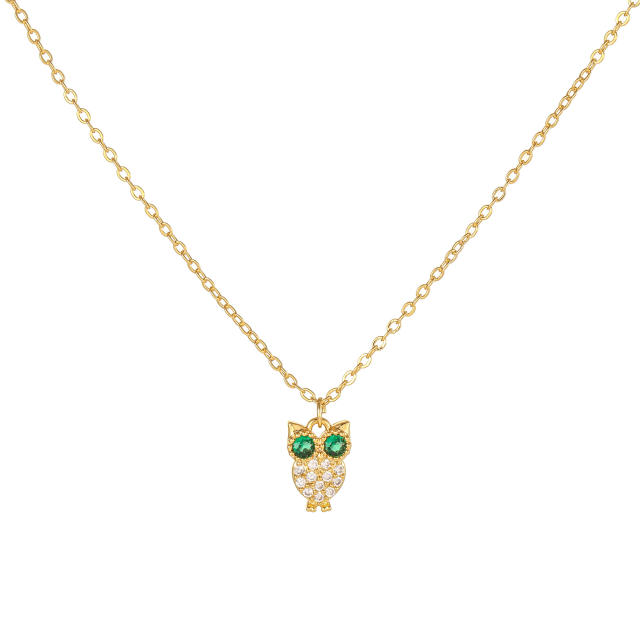 Hot sale classic clover owl pendant copper necklace