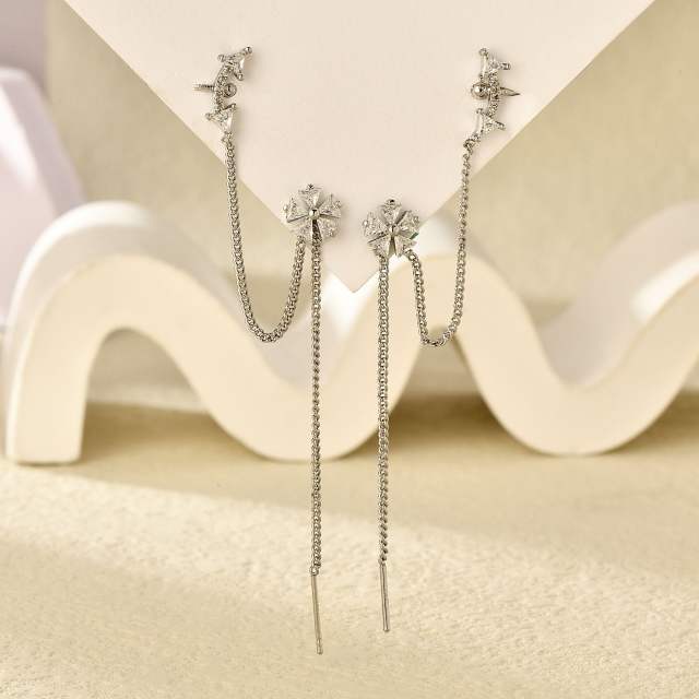 Occident fashion cubic zircon threader earrings