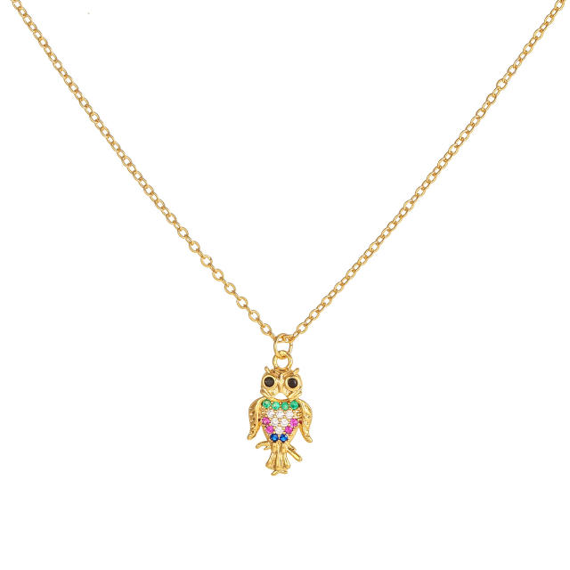 Hot sale classic clover owl pendant copper necklace