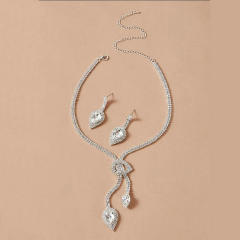 Rhinestone pave setting wedding jewelry set
