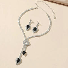 Rhinestone pave setting wedding jewelry set