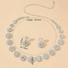 Concise diamond choker earring set