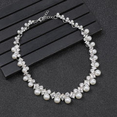 Elegant rhinestone pearl alloy jewelry set