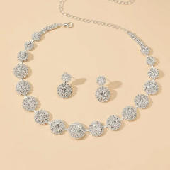Concise diamond choker earring set