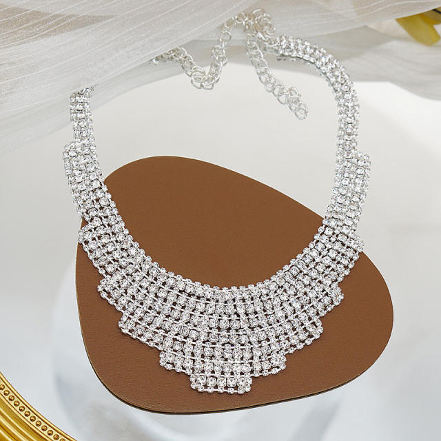 Elegant pave setting rhinestone choker jewelry set