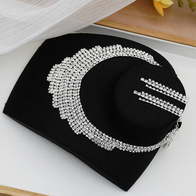 Elegant pave setting rhinestone choker jewelry set