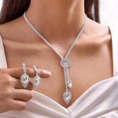 Rhinestone pave setting wedding jewelry set