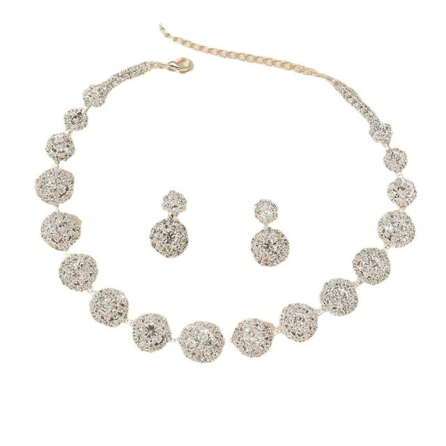 Concise diamond choker earring set