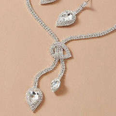 Rhinestone pave setting wedding jewelry set