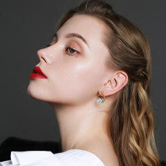 Personality sweet blue flower circle earrings
