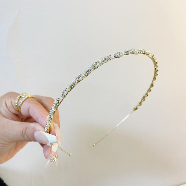 Elegant tiny pearl metal thin headband