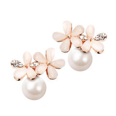Sweet flower color beads clip on earrings