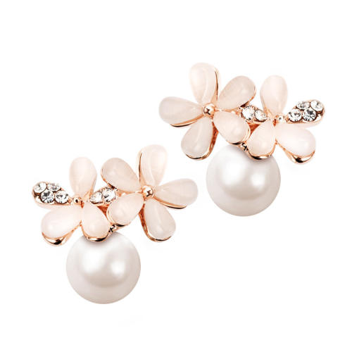 Sweet flower color beads clip on earrings