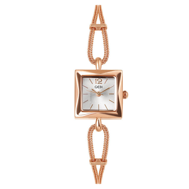 Concise square design chain band women watch