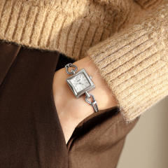 Concise square design chain band women watch