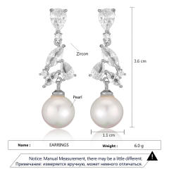 Delicate cubic zircon pearl diamond earrings
