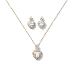 Sweet heart cubic zircon diamond necklace set