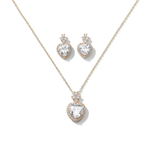 Sweet heart cubic zircon diamond necklace set