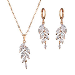 Classic cubic zircon leaf design diamond necklace set