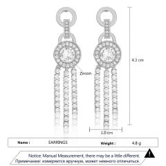 Creative pave setting cubic zircon tassel copper earrings