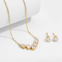 Concise cubic zircon copper jewelry set
