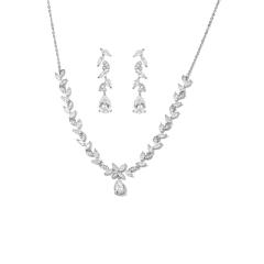 Elegant cubic zircon copper diamond necklace set