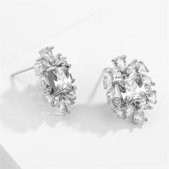 Creative emerald oval shape copper studs earrings
