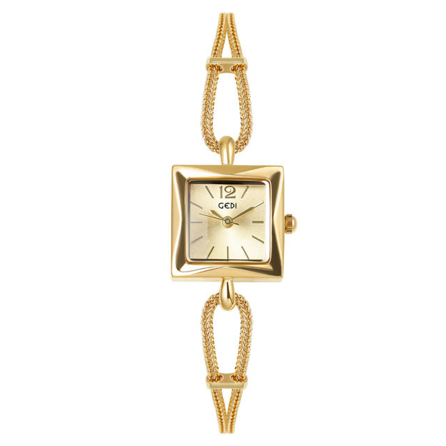 Concise square design chain band women watch