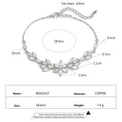 Creative cubic zircon flower copper slide bracelet