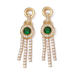 Creative pave setting cubic zircon tassel copper earrings