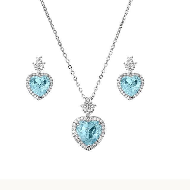 Sweet heart cubic zircon diamond necklace set