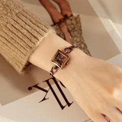 Concise square design chain band women watch